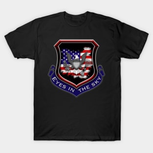 Eyes in the sky American flag eagle shield T-Shirt